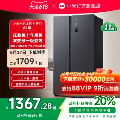 小米米家610L双开对开门风冷无霜一级智能变频节能大容量家用冰箱