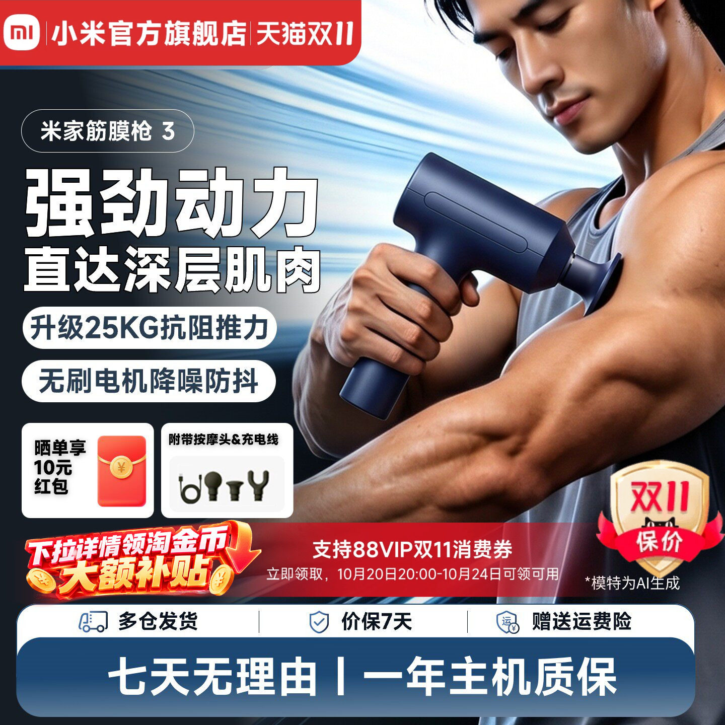 小米官旗米家筋膜枪肌肉按摩器男士电动按摩器颈膜枪男女生礼物