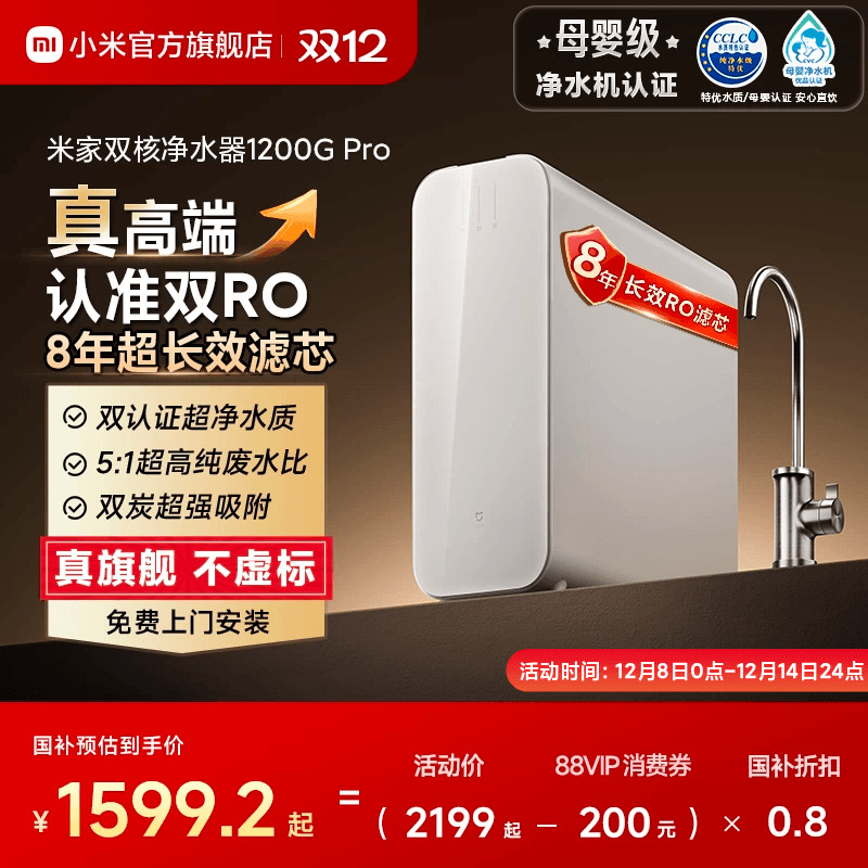 米家双核1200GPro净水器家用