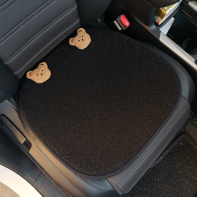 黑色羊羔毛汽车坐垫保暖座垫车载