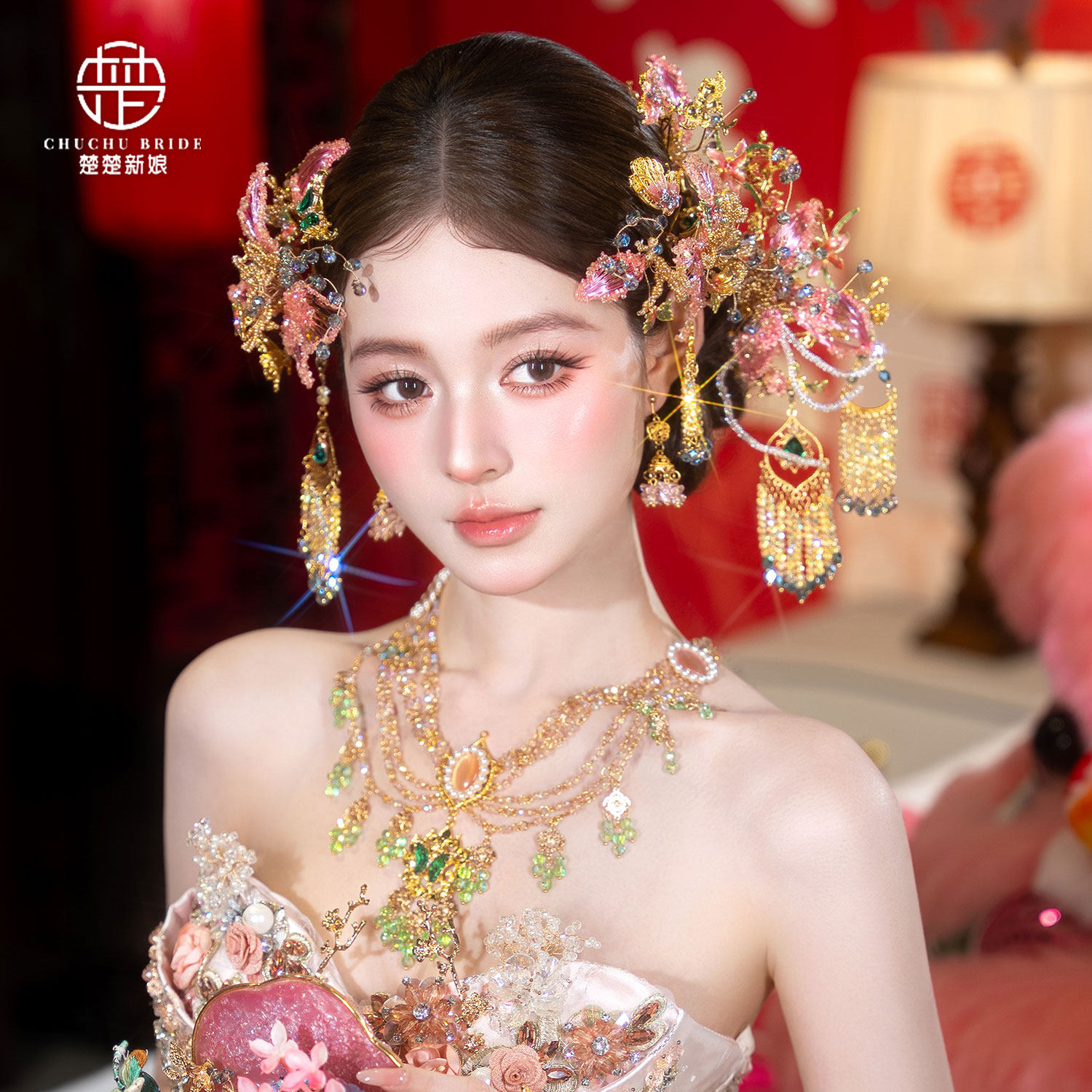 楚楚新娘新中式流苏秀禾新娘头饰