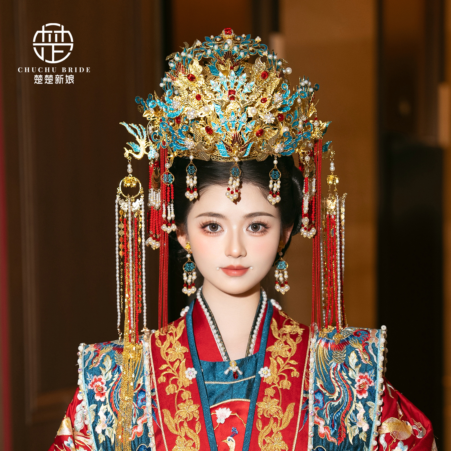 中式新娘凤冠头饰秀禾发饰结婚饰品汉服明制发冠奢华大气婚礼配饰