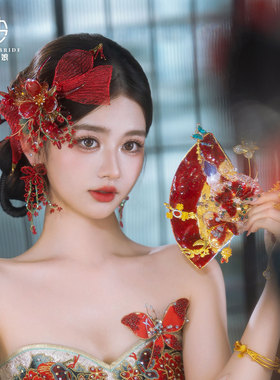 楚楚新娘中式手工水晶蝴蝶结发饰