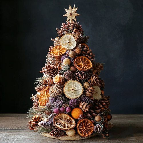 圣诞松果树DIY手作礼物橙子天然