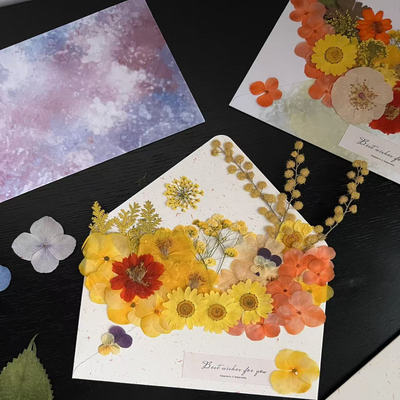 春日来信diy干花压花材料包信封贺卡生日中秋节日秋色系礼物沙龙