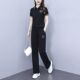 短袖 polo领运动休闲套装 宽松显瘦洋气阔腿裤 新款 两件套 女2026夏季