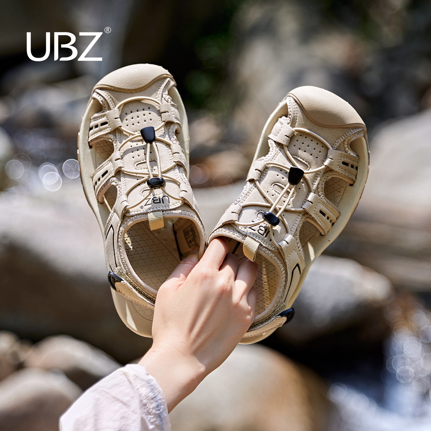 UBZ 宽版户外溯溪鞋2026女新款夏季涉水运动厚底男士沙滩罗马凉鞋