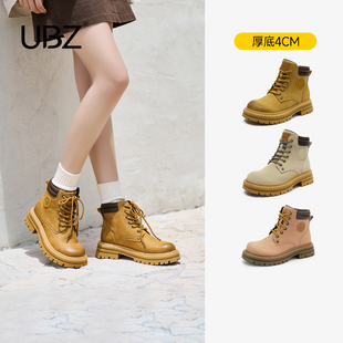 户外英伦风加绒男登山鞋 2025年新款 马丁靴 防水厚底大黄靴女款 UBZ