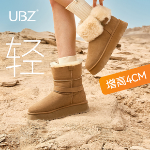 羊毛棉鞋 UBZ 加绒加厚时尚 新款 防水厚底两穿翻边雪地靴女2025冬季