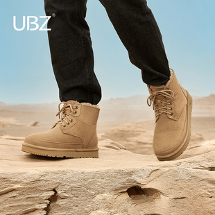 加厚真皮短靴 保暖加绒2025年新款 UBZ 防水防滑东北雪地靴男高帮季
