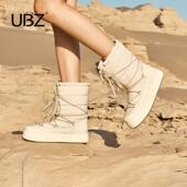 加绒东北防寒防滑白色面包棉鞋 UBZ 防水户外雪地靴女2026年冬新款