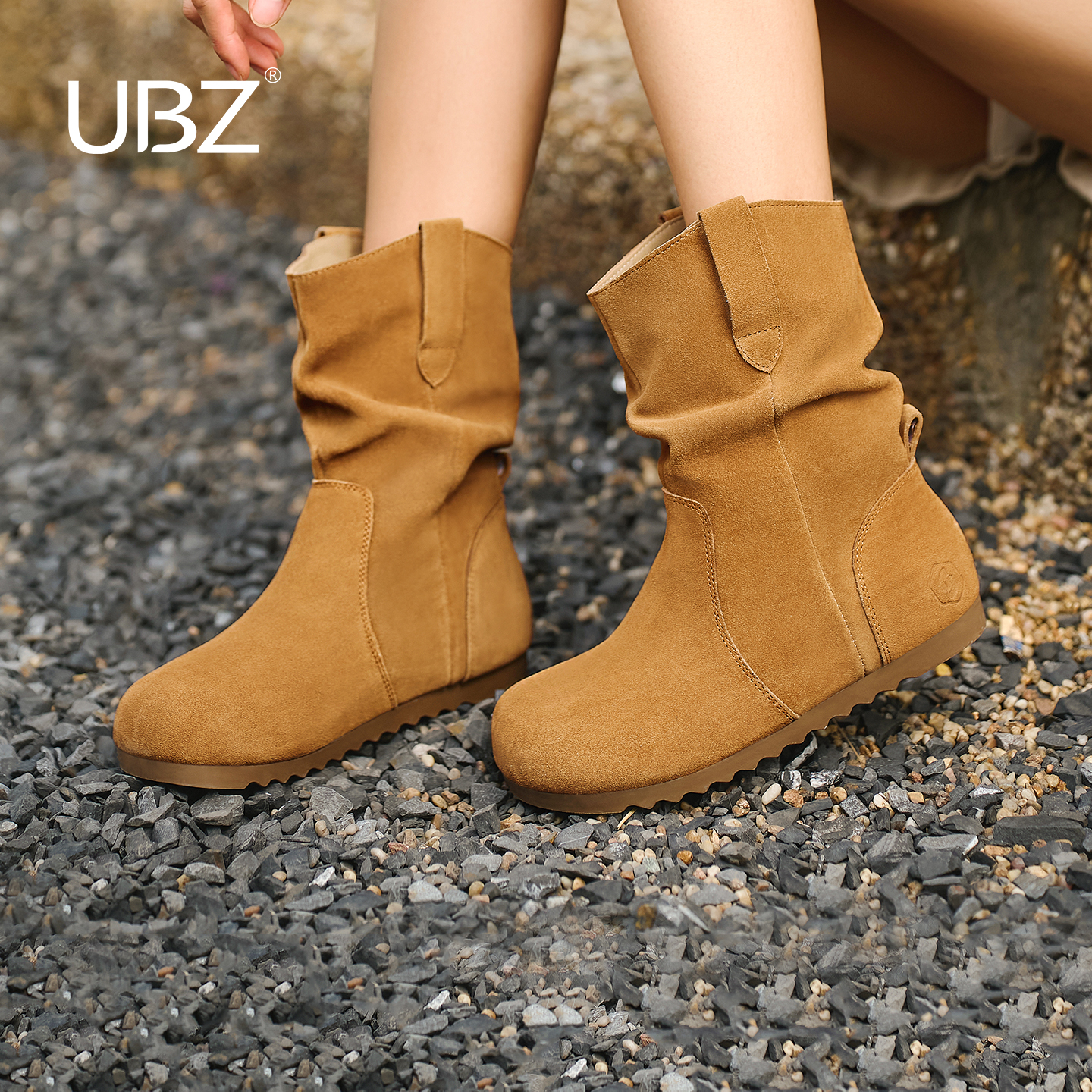 UBZ防水褶皱堆堆靴短靴马丁靴