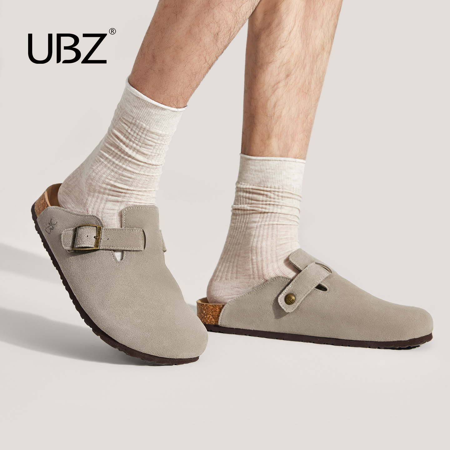 UBZ 防水灰色勃肯半拖男款外穿2026年春秋新款博肯单鞋一脚蹬拖鞋