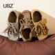 UBZ 流苏复古绝美通勤乐福单鞋 防水袋鼠串珠勃肯鞋 女2026春新款
