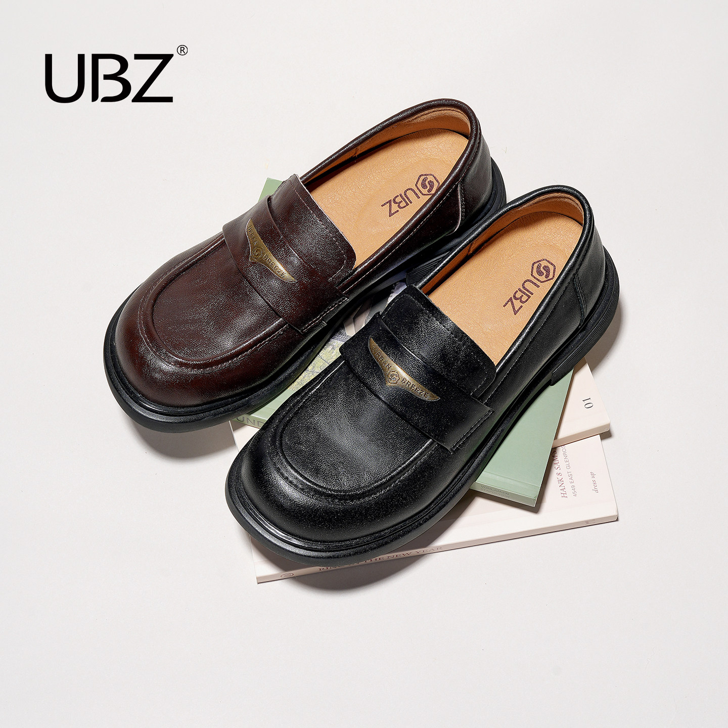 UBZ 乐福鞋女2026春季新款厚底英伦休闲黑色软底不累脚小皮鞋单鞋,女鞋,乐福鞋（豆豆鞋）,淘宝优惠券,粉丝福利购,淘宝优惠卷