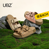 厚底增高勃肯拖鞋 女外穿2026年夏新款 沙滩一字带时尚 UBZ 博肯拖鞋