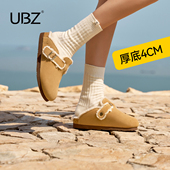 UBZ 加厚一脚蹬博肯毛毛棉鞋 防水加绒勃肯拖鞋 女外穿2026秋冬新款