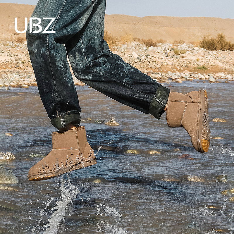 UBZ 防水雪地靴男士2025新款冬保暖加绒短筒防滑东北加厚低帮棉鞋