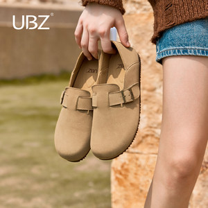 UBZ 防水勃肯鞋女全包2026春新款博肯孕妇一脚蹬乐福冬加绒豆豆鞋