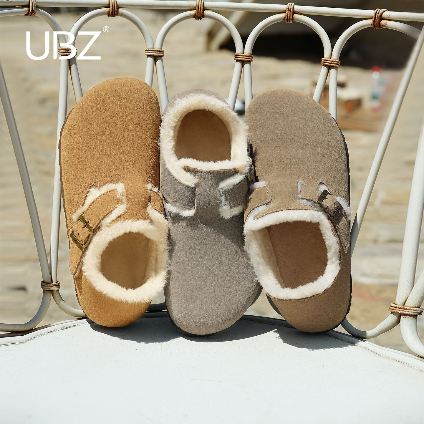 UBZ 防水加绒勃肯鞋女2026冬季加厚保暖雪地靴一脚蹬百搭毛毛棉鞋