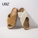 编织带飞织博肯凉鞋 UBZ 时尚 交叉带勃肯凉拖鞋 女外穿2025年夏新款