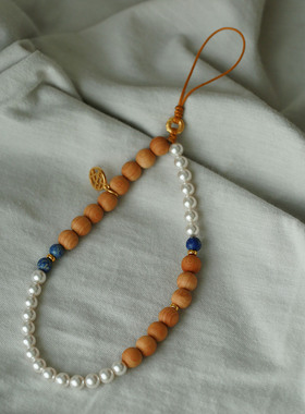 原创手作檀木手机挂绳手腕链新中式复古风手机链CCD相机链