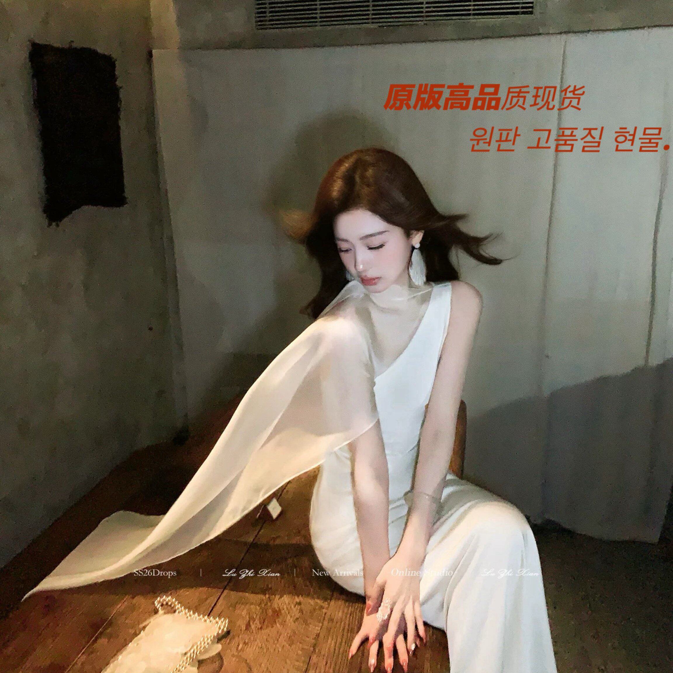 刘智贤优雅起义法式高级感连衣裙轻礼服斜肩收腰包臀生日裙子