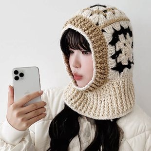 毛线帽韩国代购时尚护耳保暖balaclava巴拉克拉法围巾帽男女冬新