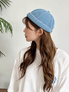地主帽韩国代购复古牛仔时尚无沿圆顶rapper帽子通用男女夏季新款