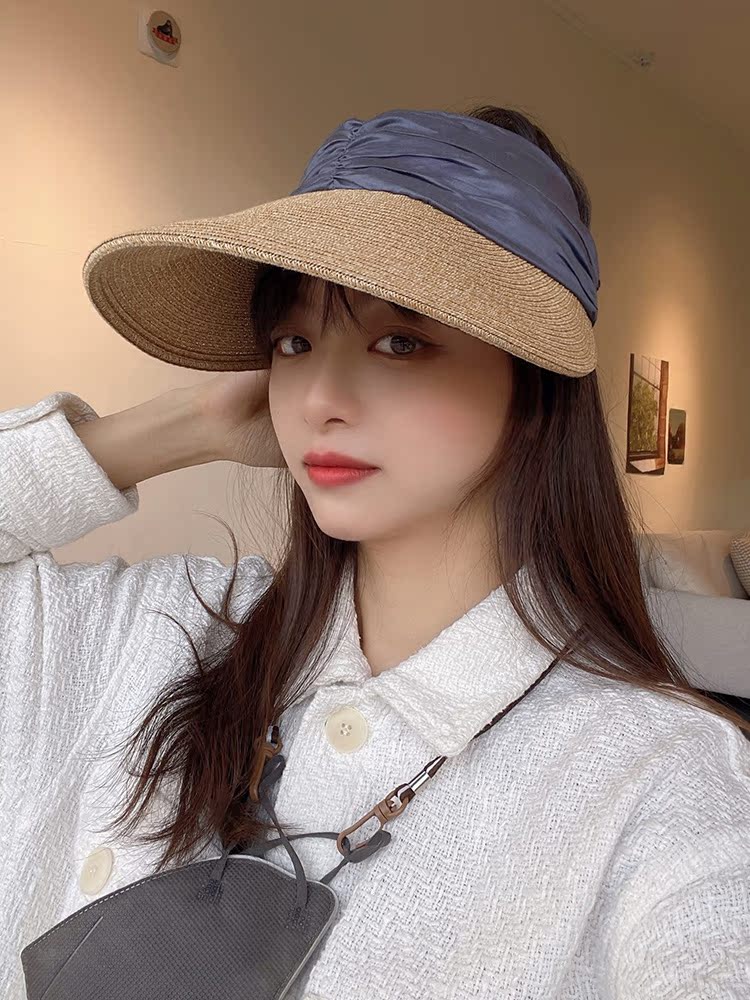 韩国代购空顶遮阳草帽出游新女夏