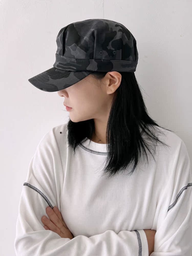 韩国代购平顶帽男女春秋冬新迷彩