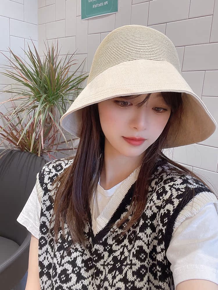 韩国代购女春夏布草编渔夫帽遮阳