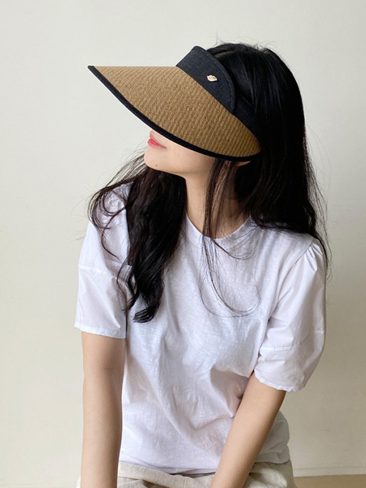 发卡遮阳帽韩国代购夏季防晒草女