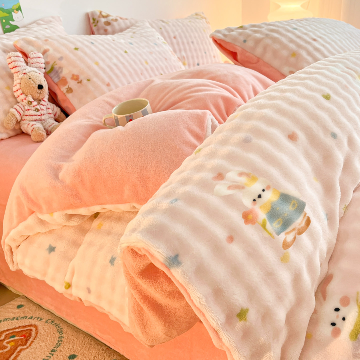 2025新款兔绒床品四件套加厚被套