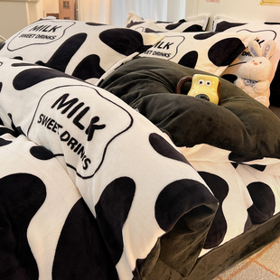 双面加厚牛奶绒被套单件冬天季 150x200珊瑚法兰绒加绒被罩单人男