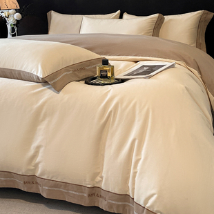 高端100支长绒棉加厚磨毛全棉四件套纯棉床单被套三件套轻奢床品4