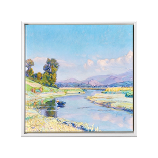 上品印画 比达索阿河24幅 莫奈油画三联画风景画北欧风客厅挂画