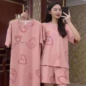 轻奢高级感三件套睡衣女2024新款夏季薄款短袖短裤睡裙家居服套装