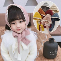 Трикотажная детская демисезонная удерживающая тепло повязка на голову с косичкой, детские защитные наушники, кружевное платье