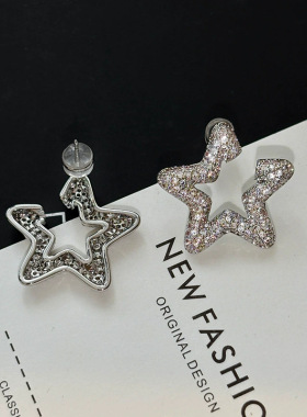 法式星星耳环女精工细抛高级感独特气质耳钉小众设计纯银耳饰