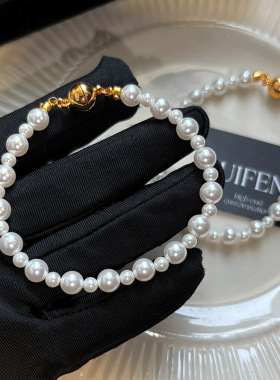 巴黎情诗~S家澳白珍珠磁吸手链轻奢小众精致高级感手串手饰配饰