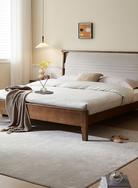 政府补贴全友家居年轻奢风纯实木双人床主卧室1米8软包皮艺大床