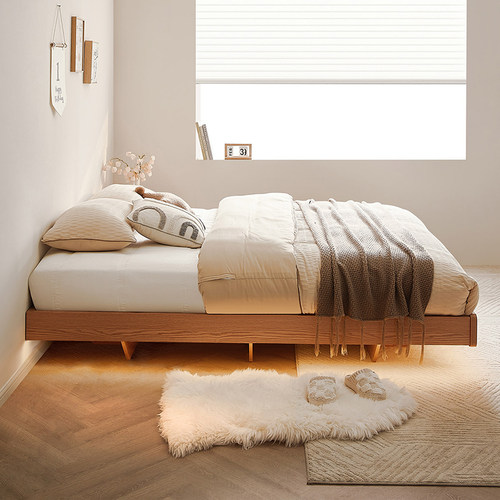 全友家居原木风悬浮床无床头灯带