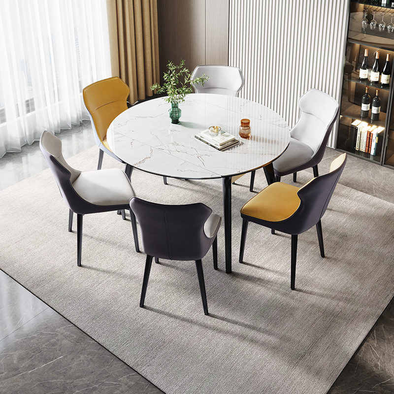 可伸缩全友家居现代岩板餐桌椅