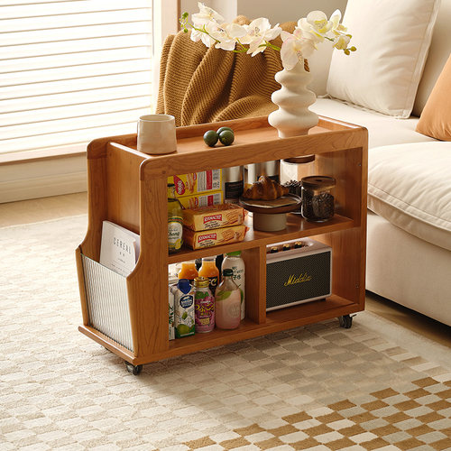 全友家居樱桃木实木可移动边几