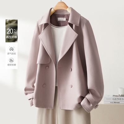 海谧简约时尚纯色通勤风衣