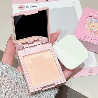 双层磨皮定妆粉饼女控油遮瑕持久不脱妆学生柔焦蜜粉饼提亮不假白