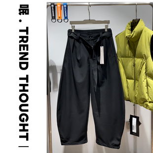 呡.TREND THOUGHT丨JIUJIN梭织加绒长裤宽松阔腿裤