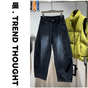 呡 . TREND THOUGHT丨JIUJIN梭织裤100%棉宽松牛仔长裤