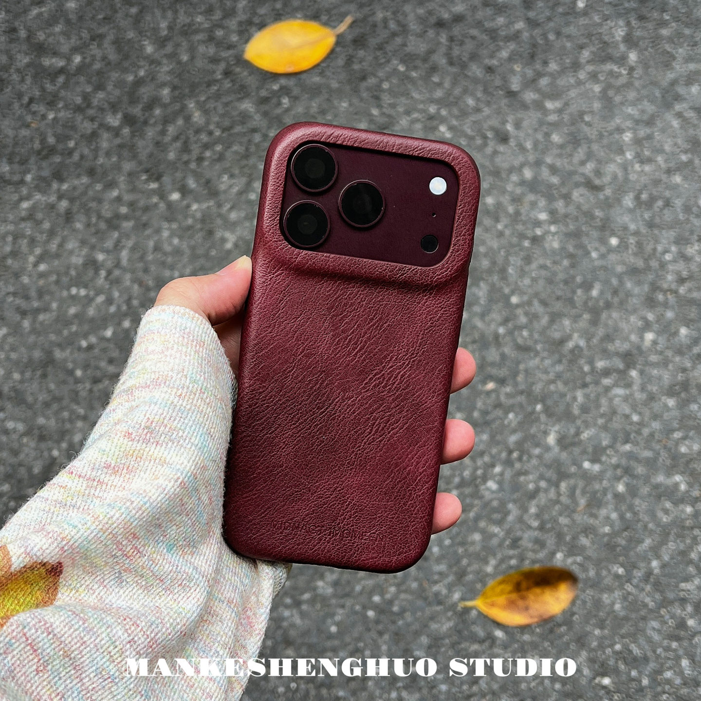 ins超火秋冬复古纯色勃艮第红苹果18pro手机适用iPhone18promax简约男新款17小众高级感女16全包防摔皮质15软